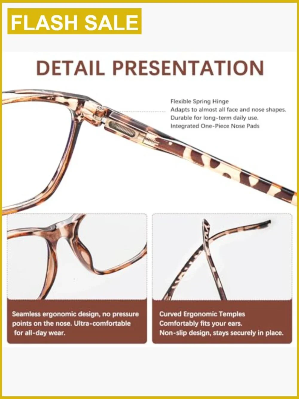 4 Pack Progressive Reading Glasses for Women, Blue Light Blocking, Lightweight